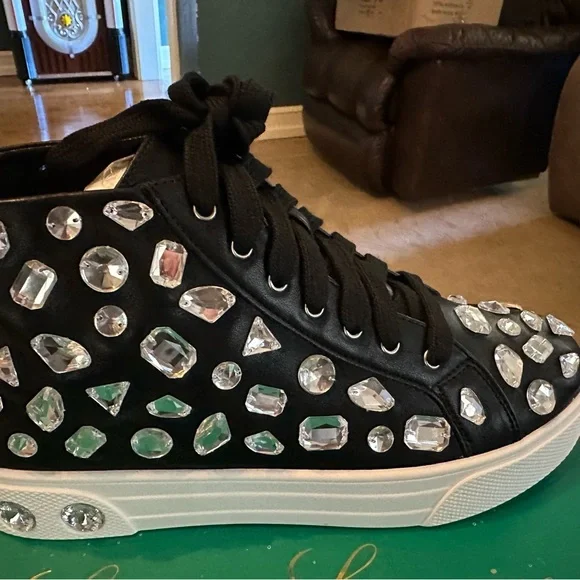 Black and Silver Rhinestone Sneakers 9 - Picture 2 of 5